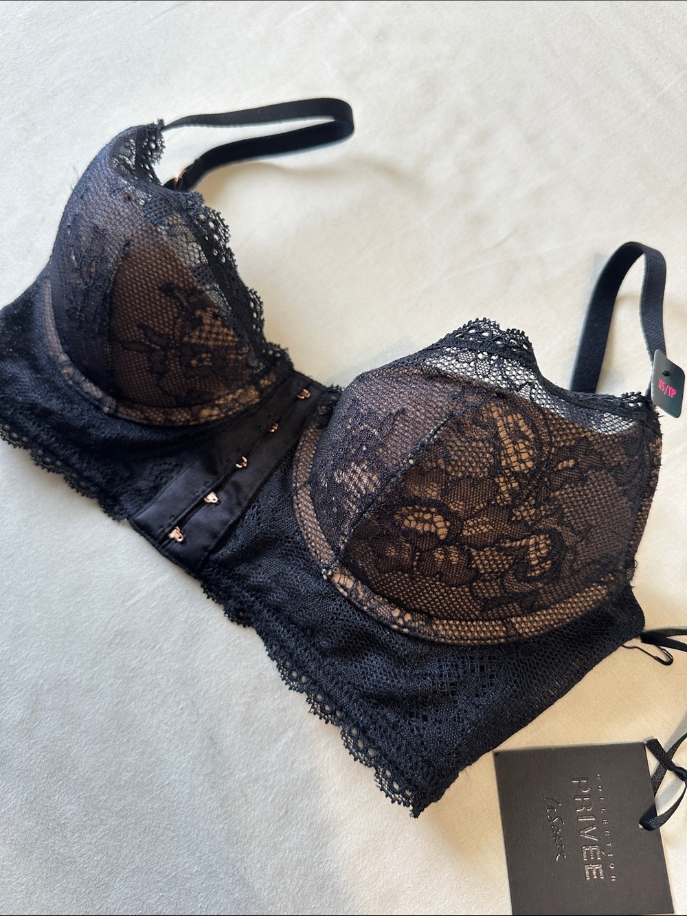 Lace Longline Black Bra -